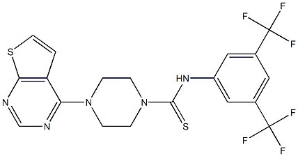 N1-[3,5-di(trifluoromethyl)phenyl]-4-thieno[2,3-d]pyrimidin-4-ylpiperazine-1-carbothioamide Struktur