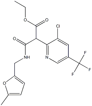 ethyl 2-[3-chloro-5-(trifluoromethyl)-2-pyridinyl]-3-{[(5-methyl-2-furyl)methyl]amino}-3-oxopropanoate Struktur