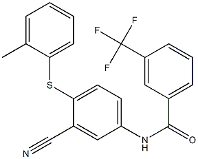 N-{3-cyano-4-[(2-methylphenyl)sulfanyl]phenyl}-3-(trifluoromethyl)benzenecarboxamide Struktur