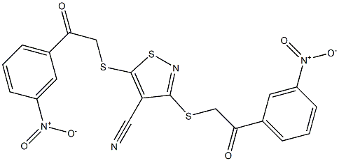 3,5-di{[2-(3-nitrophenyl)-2-oxoethyl]thio}isothiazole-4-carbonitrile Struktur