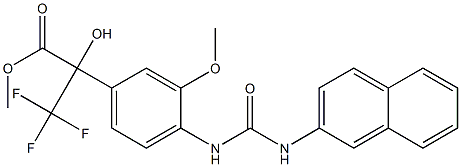 methyl 3,3,3-trifluoro-2-hydroxy-2-(3-methoxy-4-{[(2-naphthylamino)carbonyl]amino}phenyl)propanoate Struktur