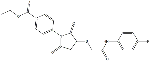 ethyl 4-(3-{[2-(4-fluoroanilino)-2-oxoethyl]thio}-2,5-dioxotetrahydro-1H-pyrrol-1-yl)benzoate Struktur