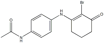 N-{4-[(2-bromo-3-oxo-1-cyclohexenyl)amino]phenyl}acetamide Struktur