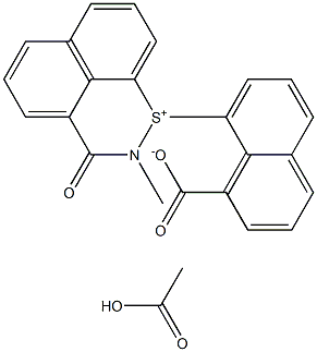 8-(2-methyl-3-oxo-2,3-dihydronaphtho[1,8-de][1,2]thiazin-1-ium-1-yl)-1-naphthoate acetate Struktur