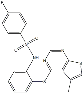 N1-{2-[(5-methylthieno[2,3-d]pyrimidin-4-yl)thio]phenyl}-4-fluorobenzene-1-sulfonamide Struktur