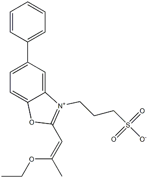 3-[2-(2-ethoxyprop-1-enyl)-5-phenyl-1,3-benzoxazol-3-ium-3-yl]propane-1-sulfonate Struktur