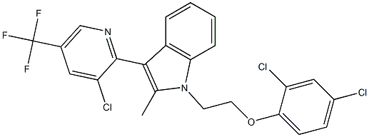 3-[3-chloro-5-(trifluoromethyl)-2-pyridinyl]-1-[2-(2,4-dichlorophenoxy)ethyl]-2-methyl-1H-indole Struktur