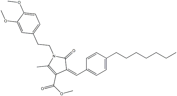 methyl 1-(3,4-dimethoxyphenethyl)-3-[(Z)-(4-heptylphenyl)methylidene]-5-methyl-2-oxo-1,2-dihydro-3H-pyrrole-4-carboxylate Struktur