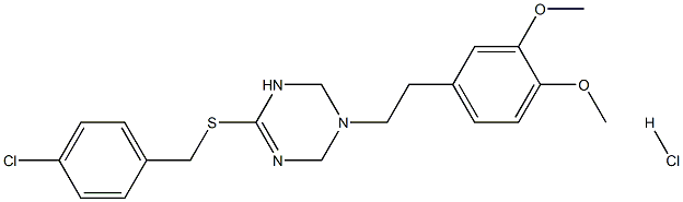 6-[(4-chlorobenzyl)thio]-3-(3,4-dimethoxyphenethyl)-1,2,3,4-tetrahydro-1,3,5-triazine hydrochloride Struktur