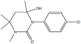 1-(4-chlorophenyl)-6-hydroxy-3,4,4,6-tetramethylhexahydropyrimidin-2-one Struktur