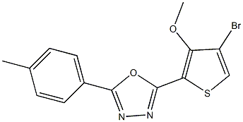 2-(4-bromo-3-methoxy-2-thienyl)-5-(4-methylphenyl)-1,3,4-oxadiazole Struktur