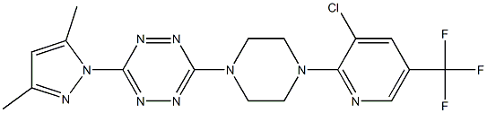 3-{4-[3-chloro-5-(trifluoromethyl)-2-pyridinyl]piperazino}-6-(3,5-dimethyl-1H-pyrazol-1-yl)-1,2,4,5-tetraazine Struktur