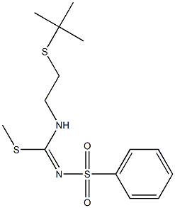 N1-[{[2-(tert-butylthio)ethyl]amino}(methylthio)methylidene]benzene-1-sulfonamide Struktur