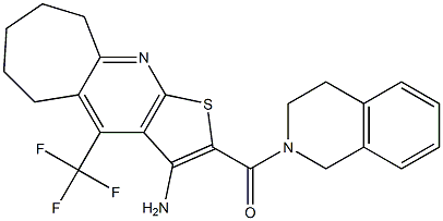 [3-amino-4-(trifluoromethyl)-6,7,8,9-tetrahydro-5H-cyclohepta[b]thieno[3,2-e]pyridin-2-yl][3,4-dihydro-2(1H)-isoquinolinyl]methanone Struktur