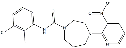 N1-(3-chloro-2-methylphenyl)-4-(3-nitro-2-pyridyl)-1,4-diazepane-1-carboxamide Struktur