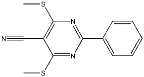 4,6-di(methylthio)-2-phenylpyrimidine-5-carbonitrile Struktur