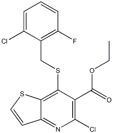 ethyl 5-chloro-7-[(2-chloro-6-fluorobenzyl)thio]thieno[3,2-b]pyridine-6-carboxylate Struktur