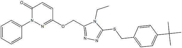 6-[(5-{[4-(tert-butyl)benzyl]sulfanyl}-4-ethyl-4H-1,2,4-triazol-3-yl)methoxy]-2-phenyl-3(2H)-pyridazinone Struktur