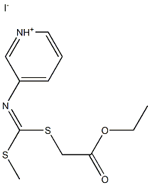 3-{[[(2-ethoxy-2-oxoethyl)sulfanyl](methylsulfanyl)methylene]amino}pyridinium iodide Struktur