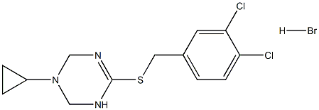 3-cyclopropyl-6-[(3,4-dichlorobenzyl)thio]-1,2,3,4-tetrahydro-1,3,5-triazine hydrobromide Struktur