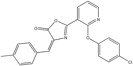 2-[2-(4-chlorophenoxy)-3-pyridyl]-4-(4-methylbenzylidene)-4,5-dihydro-1,3-oxazol-5-one Struktur