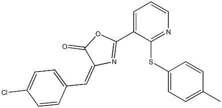 4-(4-chlorobenzylidene)-2-{2-[(4-methylphenyl)thio]-3-pyridyl}-4,5-dihydro-1,3-oxazol-5-one Struktur