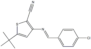 5-(tert-butyl)-3-[(4-chlorobenzylidene)amino]thiophene-2-carbonitrile Struktur