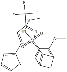 N1-di(methylthio)methylidene-4-[5-(2-thienyl)-3-(trifluoromethyl)-1H-pyrazol-1-yl]benzene-1-sulfonamide Struktur