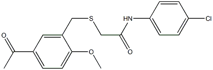 N1-(4-chlorophenyl)-2-[(5-acetyl-2-methoxybenzyl)thio]acetamide Struktur