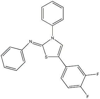 N1-[5-(3,4-difluorophenyl)-3-phenyl-2,3-dihydro-1,3-thiazol-2-yliden]aniline Struktur