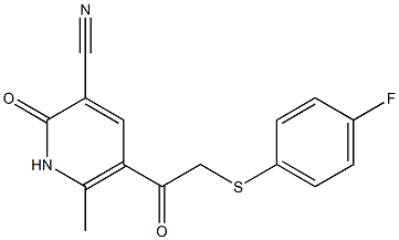 5-{2-[(4-fluorophenyl)thio]acetyl}-6-methyl-2-oxo-1,2-dihydropyridine-3-car bonitrile Struktur