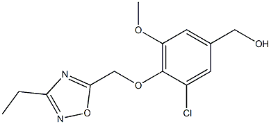 {3-chloro-4-[(3-ethyl-1,2,4-oxadiazol-5-yl)methoxy]-5-methoxyphenyl}methanol Struktur