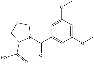 1-(3,5-dimethoxybenzoyl)pyrrolidine-2-carboxylic acid Struktur