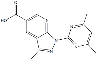 1-(4,6-dimethylpyrimidin-2-yl)-3-methyl-1H-pyrazolo[3,4-b]pyridine-5-carboxylic acid Struktur