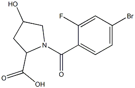 1-(4-bromo-2-fluorobenzoyl)-4-hydroxypyrrolidine-2-carboxylic acid Struktur