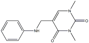 1,3-dimethyl-5-[(phenylamino)methyl]-1,2,3,4-tetrahydropyrimidine-2,4-dione Struktur