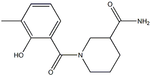 1-[(2-hydroxy-3-methylphenyl)carbonyl]piperidine-3-carboxamide Struktur