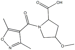 1-[(3,5-dimethyl-1,2-oxazol-4-yl)carbonyl]-4-methoxypyrrolidine-2-carboxylic acid Struktur