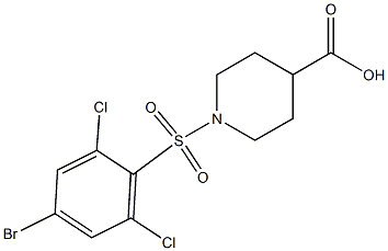 1-[(4-bromo-2,6-dichlorobenzene)sulfonyl]piperidine-4-carboxylic acid Struktur