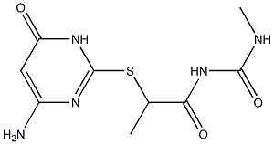 1-{2-[(4-amino-6-oxo-1,6-dihydropyrimidin-2-yl)sulfanyl]propanoyl}-3-methylurea Struktur