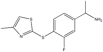 1-{3-fluoro-4-[(4-methyl-1,3-thiazol-2-yl)sulfanyl]phenyl}ethan-1-amine Struktur