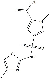 1-methyl-4-[(4-methyl-1,3-thiazol-2-yl)sulfamoyl]-1H-pyrrole-2-carboxylic acid Struktur