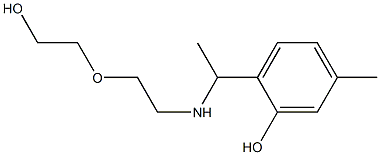 2-(1-{[2-(2-hydroxyethoxy)ethyl]amino}ethyl)-5-methylphenol Struktur