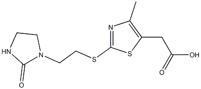 2-(4-methyl-2-{[2-(2-oxoimidazolidin-1-yl)ethyl]sulfanyl}-1,3-thiazol-5-yl)acetic acid Struktur