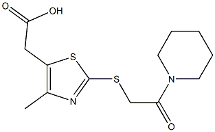 2-(4-methyl-2-{[2-oxo-2-(piperidin-1-yl)ethyl]sulfanyl}-1,3-thiazol-5-yl)acetic acid Struktur