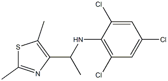 2,4,6-trichloro-N-[1-(2,5-dimethyl-1,3-thiazol-4-yl)ethyl]aniline Struktur