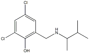 2,4-dichloro-6-{[(3-methylbutan-2-yl)amino]methyl}phenol Struktur