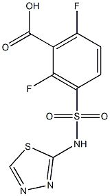 2,6-difluoro-3-(1,3,4-thiadiazol-2-ylsulfamoyl)benzoic acid Struktur