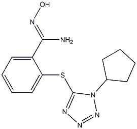 2-[(1-cyclopentyl-1H-1,2,3,4-tetrazol-5-yl)sulfanyl]-N'-hydroxybenzene-1-carboximidamide Struktur