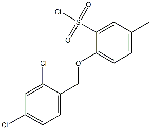 2-[(2,4-dichlorophenyl)methoxy]-5-methylbenzene-1-sulfonyl chloride Struktur